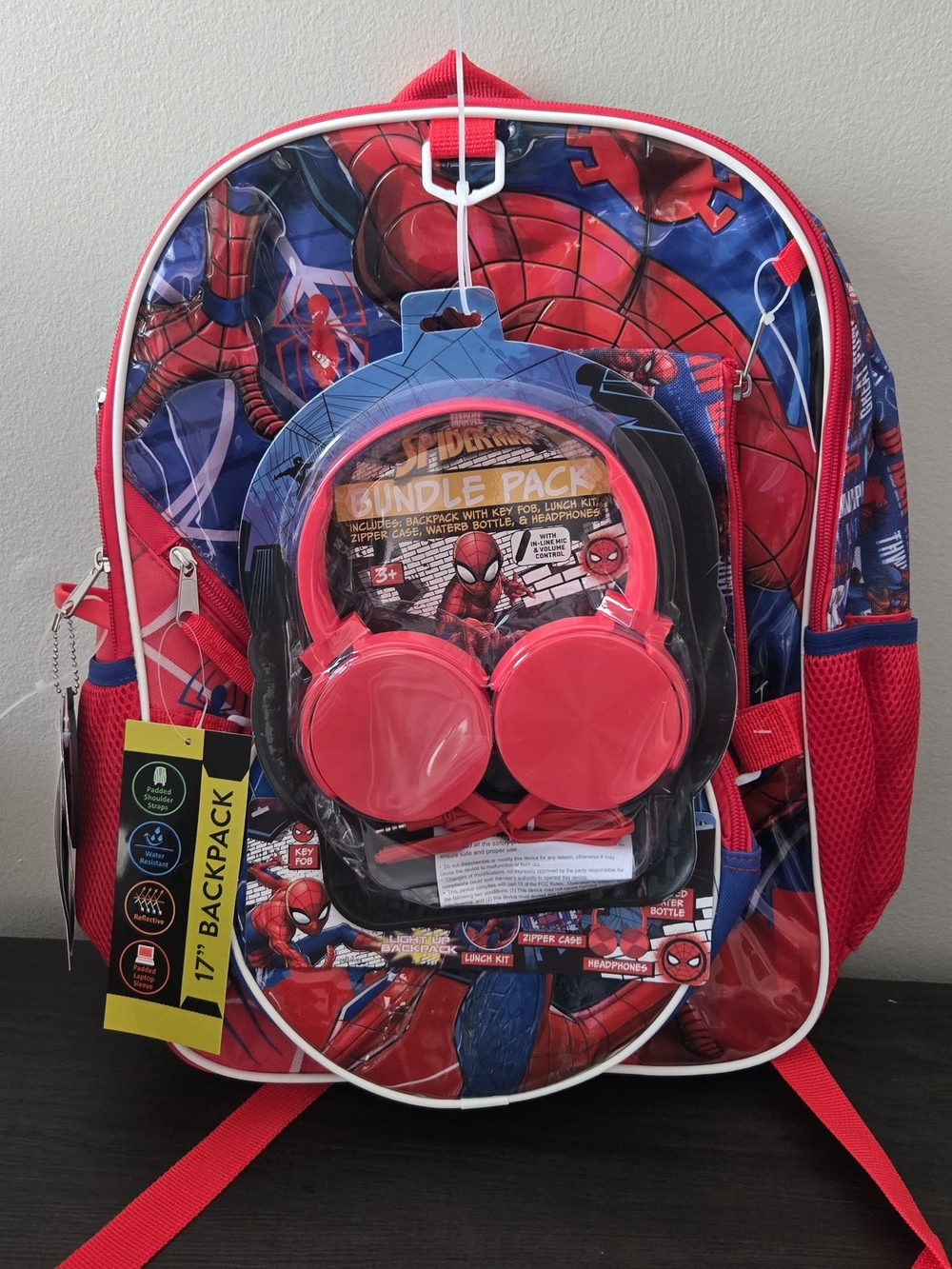 Spiderman Kids Red On-Ear Headphones - Official Marvel Bundle